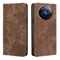 For Realme 12 Pro 5G RFID Anti-theft Brush Magnetic Leather Phone Case(Brown)