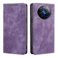 For Realme 12 Pro 5G RFID Anti-theft Brush Magnetic Leather Phone Case(Purple)