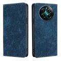 For Realme 12+ 5G RFID Anti-theft Brush Magnetic Leather Phone Case(Blue)