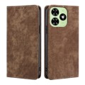 For Tecno Spark Go 2024 RFID Anti-theft Brush Magnetic Leather Phone Case(Brown)