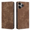 For Tecno Pova 6 Pro 5G RFID Anti-theft Brush Magnetic Leather Phone Case(Brown)