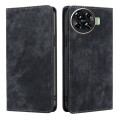 For Tecno Spark 20 Pro+ 4G RFID Anti-theft Brush Magnetic Leather Phone Case(Black)