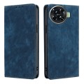 For Tecno Spark 20 Pro+ 4G RFID Anti-theft Brush Magnetic Leather Phone Case(Blue)
