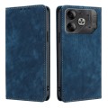 For Tecno Pova 6 5G RFID Anti-theft Brush Magnetic Leather Phone Case(Blue)