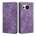 For Sharp Aquos sense8 RFID Anti-theft Brush Magnetic Leather Phone Case(Purple)