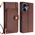 For Infinix Hot 40i Zipper Bag Leather Phone Case(Brown)