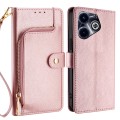 For Infinix Hot 40i Zipper Bag Leather Phone Case(Rose Gold)