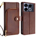 For Infinix Note 40 4G Zipper Bag Leather Phone Case(Brown)
