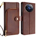 For Realme 12 Pro 5G Zipper Bag Leather Phone Case(Brown)