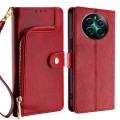 For Realme 12+ 5G Zipper Bag Leather Phone Case(Red)