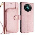 For Realme 12+ 5G Zipper Bag Leather Phone Case(Rose Gold)