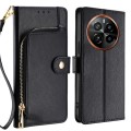 For Realme GT5 Pro 5G Zipper Bag Leather Phone Case(Black)