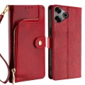 For Tecno Pova 6 Pro 5G Zipper Bag Leather Phone Case(Red)