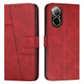 For Realme C67 4G Global Stitching Calf Texture Buckle Leather Phone Case(Red)