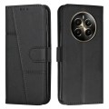 For Realme 12+ Stitching Calf Texture Buckle Leather Phone Case(Black)