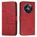 For Realme 12 Stitching Calf Texture Buckle Leather Phone Case(Red)
