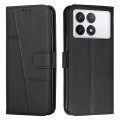 For Xiaomi Redmi K70E Stitching Calf Texture Buckle Leather Phone Case(Black)