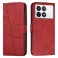 For Xiaomi Redmi K70E Stitching Calf Texture Buckle Leather Phone Case(Red)