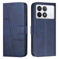 For Xiaomi Redmi K70E Stitching Calf Texture Buckle Leather Phone Case(Blue)