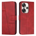For Xiaomi Redmi Turbo 3 Stitching Calf Texture Buckle Leather Phone Case(Red)