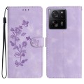 For Xiaomi 13T Flower Butterfly Embossing Pattern Leather Phone Case(Purple)