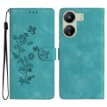 For Xiaomi Redmi 13C 4G Flower Butterfly Embossing Pattern Leather Phone Case(Sky Blue)