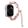 For Apple Watch 3 38mm Pearl Bracelet Metal Watch Band(Rose Gold)
