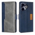 For Infinix Hot 40i Contrast Color Side Buckle Leather Phone Case(Blue + Grey)
