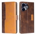 For Infinix Hot 40i Contrast Color Side Buckle Leather Phone Case(Dark Brown + Gold)