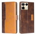 For Infinix Note 40 Pro 5G Contrast Color Side Buckle Leather Phone Case(Dark Brown + Gold)