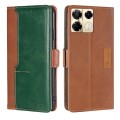 For Infinix Note 40 Pro 5G Contrast Color Side Buckle Leather Phone Case(Light Brown + Green)