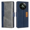For Realme 12 5G Contrast Color Side Buckle Leather Phone Case(Blue + Grey)
