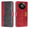 For Realme 12 5G Contrast Color Side Buckle Leather Phone Case(Red + Black)