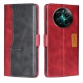 For Realme 12+ 5G Contrast Color Side Buckle Leather Phone Case(Red + Black)