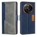 For Realme GT5 Pro 5G Contrast Color Side Buckle Leather Phone Case(Blue + Grey)