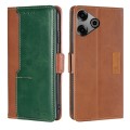 For Tecno Pova 6 Pro 5G Contrast Color Side Buckle Leather Phone Case(Light Brown + Green)
