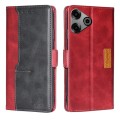 For Tecno Pova 6 Pro 5G Contrast Color Side Buckle Leather Phone Case(Red + Black)