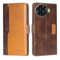 For Tecno Spark 20 Pro+ 4G Contrast Color Side Buckle Leather Phone Case(Dark Brown + Gold)