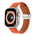 For Apple Watch Ultra 49mm Magnetic Buckle Skin Feel Leather Watch Band(Orange)