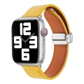 For Apple Watch Serie 8 41mm Magnetic Buckle Skin Feel Leather Watch Band(Yellow)
