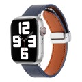 For Apple Watch Serie 8 45mm  Magnetic Buckle Skin Feel Leather Watch Band(Dark Blue)