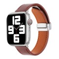 For Apple Watch SE 2022 40mm Magnetic Buckle Skin Feel Leather Watch Band(Wine Red)