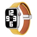 For Apple Watch Serie 7 45mm Magnetic Buckle Skin Feel Leather Watch Band(Yellow)