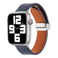 For Apple Watch Serie 6 40mm Magnetic Buckle Skin Feel Leather Watch Band(Dark Blue)