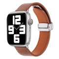 For Apple Watch 42mm Magnetic Buckle Skin Feel Leather Watch Band(Brown)