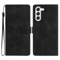 For Samsung Galaxy S23+ 5G Flower Butterfly Embossing Pattern Leather Phone Case(Black)