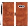 For Samsung Galaxy S10e Flower Butterfly Embossing Pattern Leather Phone Case(Brown)