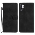 For Samsung Galaxy Note10+ Flower Butterfly Embossing Pattern Leather Phone Case(Black)