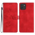 For Samsung Galaxy A03 164 Flower Butterfly Embossing Pattern Leather Phone Case(Red)