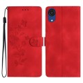 For Samsung Galaxy A03 Core Flower Butterfly Embossing Pattern Leather Phone Case(Red)